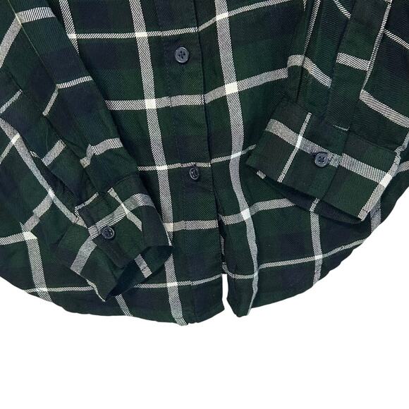 Lucky Brand Split Back Plaid Flannel Shirt NWT Women's S Green Soft Lightweight - Picture 5 of 10